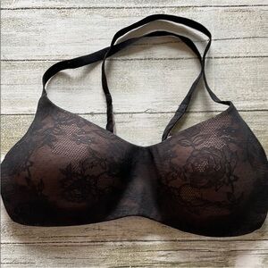 [34C] Wacoal Black Full Coverage Lace Bra with Unadjustable Straps
